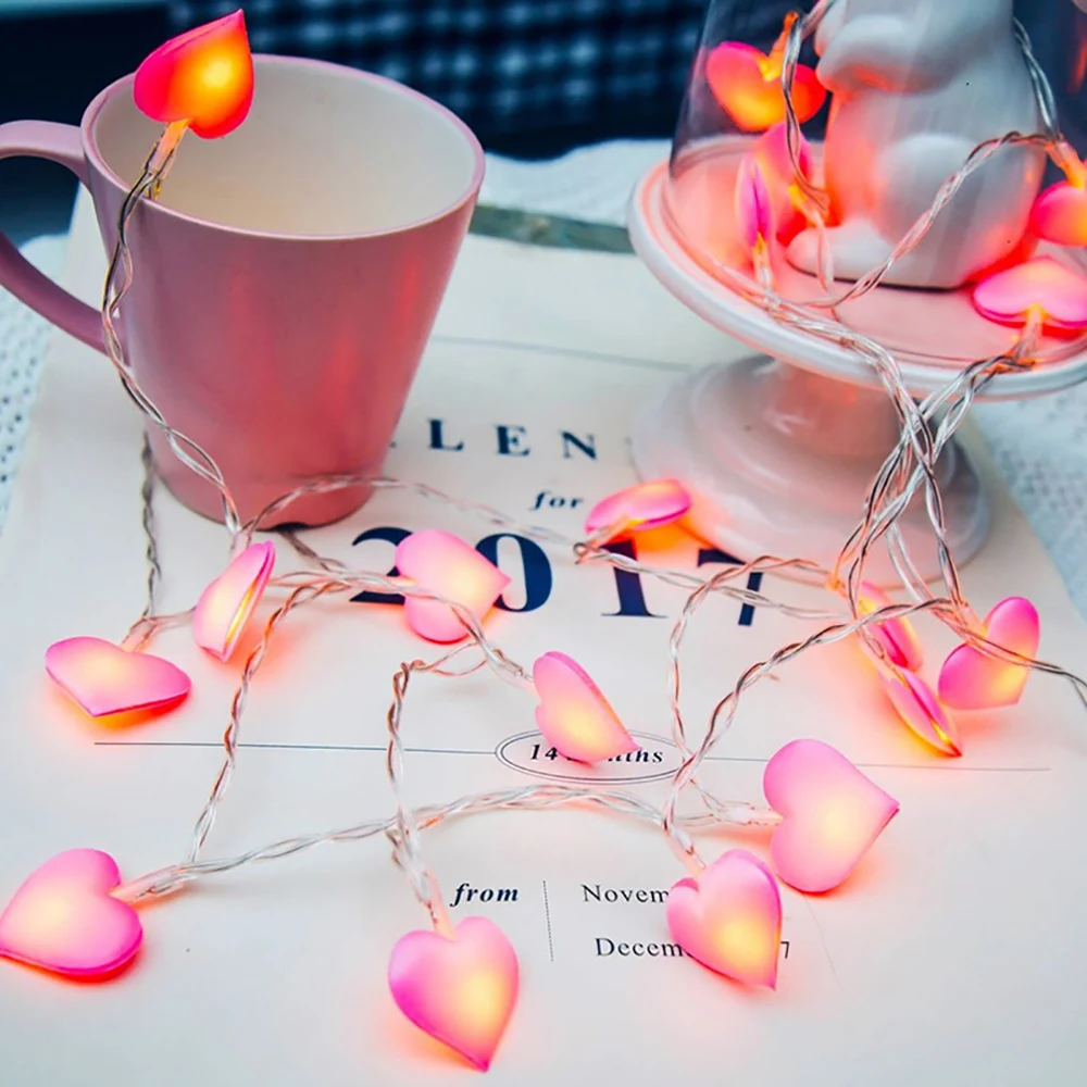 Fashion Heart Shape Satin String Light LED Fairy light Photography Props Party Ornaments Christmas light D20