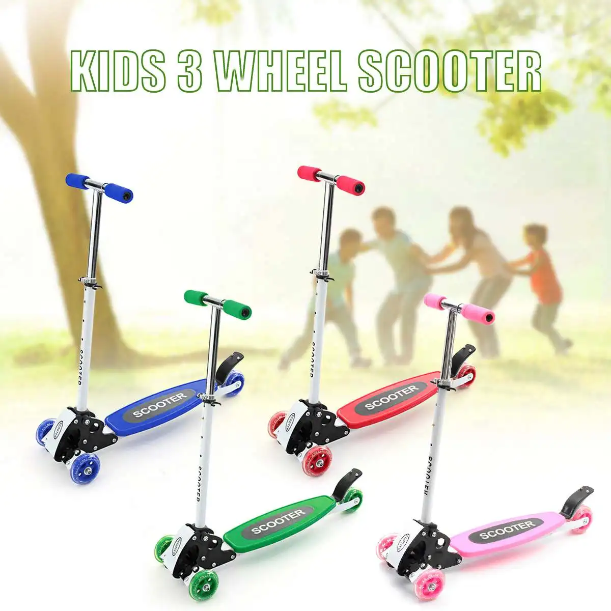 

Adjustable Small Children's Scooters Balance Board Scooters Kids Slippery Graffiti Foldable Scooters For Bithday Christmas Gift