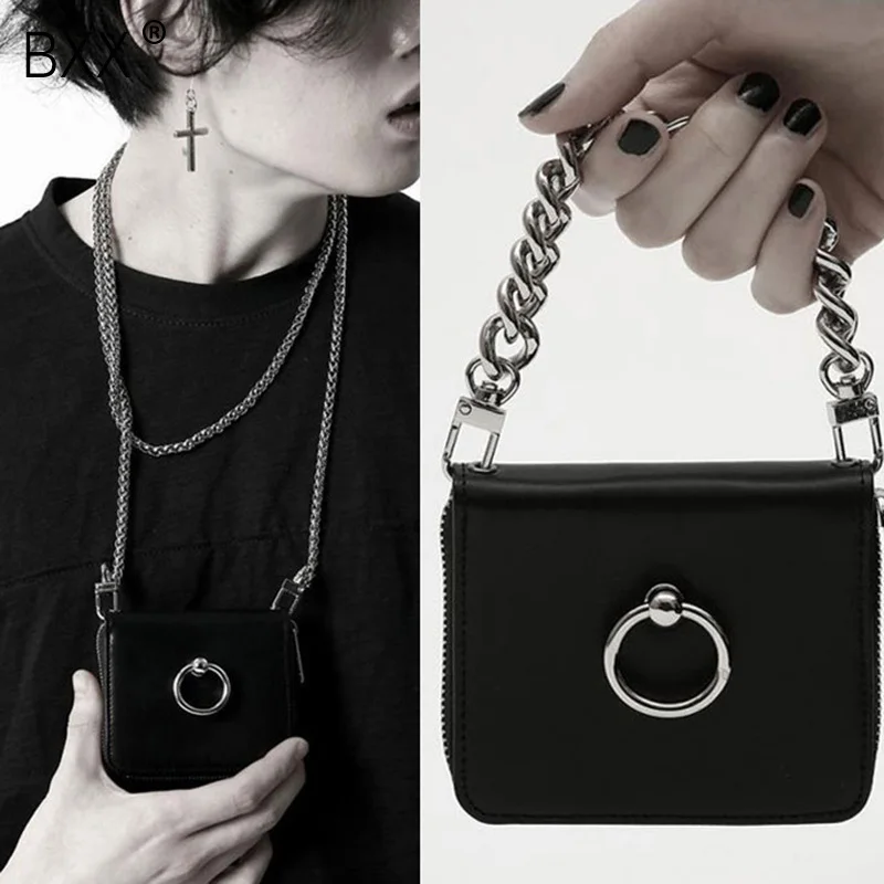 

[BXX] 2019 New Woman Black Color Double Chains Two Usages PU Leather Portable Messenger Shoulder Bag Small Square Purse LM814