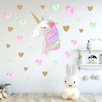 

Fairy Unicorn Star Heart Wall Stickers Removable Girl Kids Nursery Room Decor Hot New Unicorn Heart Wall Stickers For Kids Rooms