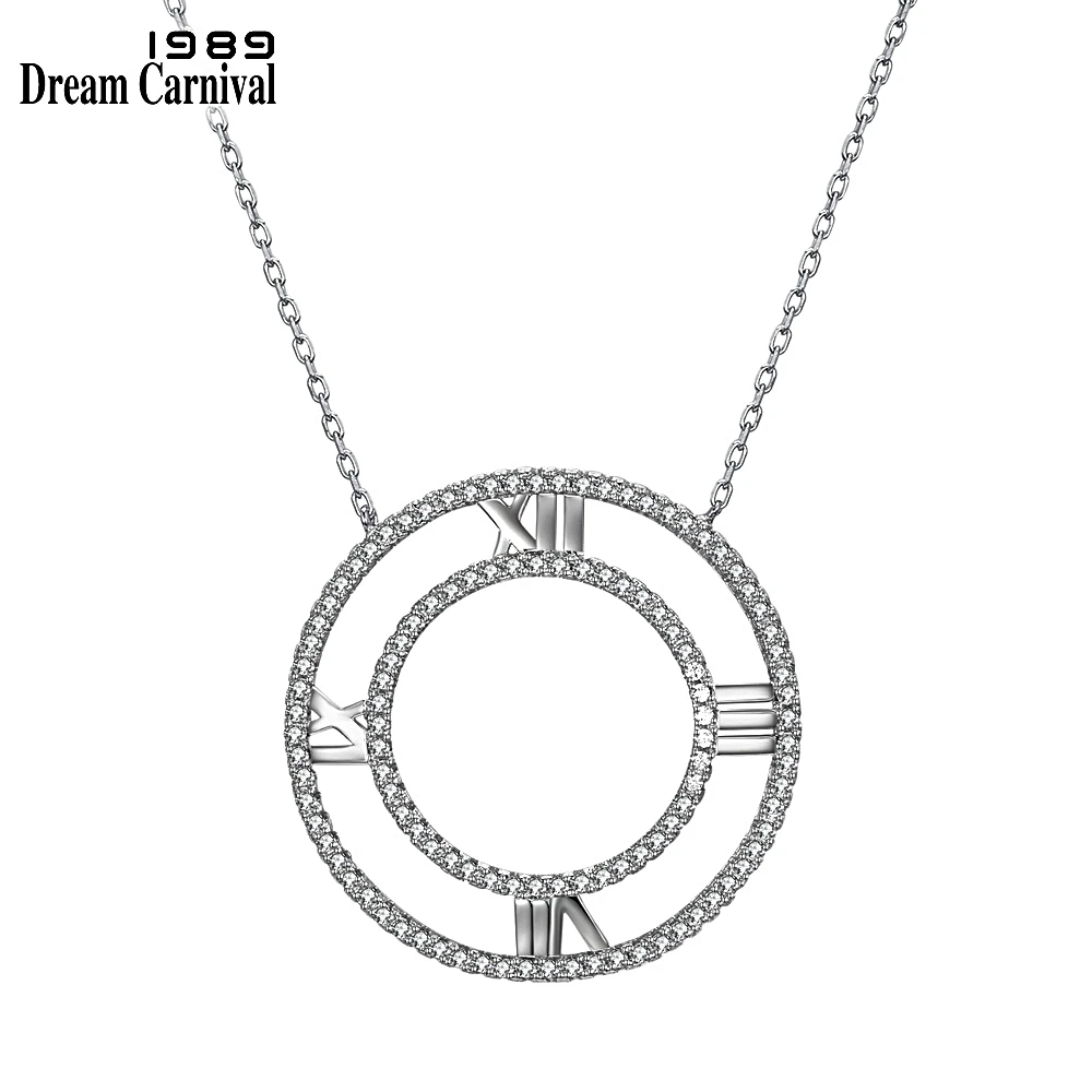 

DreamCarnival 1989 New Arrival Sterling Silver Real 925 Necklace for Women Roman Letters Pendant Chic Fashion Wholesale SZ03506R