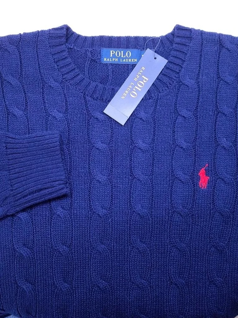 Polo Men's Sweater Knit Blue Cotton L $125 Slim Outerwear - AliExpress