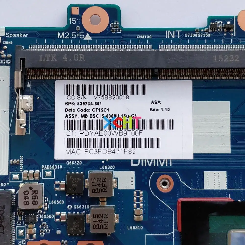 839234-601 839234-001 6050A2728501-MB-A01 w i5-6300U وحدة المعالجة المركزية ل HP ZBook 15u G3 الكمبيوتر الدفتري المحمول اللوحة اللوحة