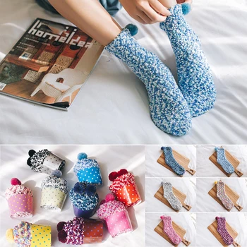 

1 Pair Cute Fashion Women Soft Fluffy Cotton Floor Socks Lovely Winter Warm Sleep Bed Socks Christmas Gift