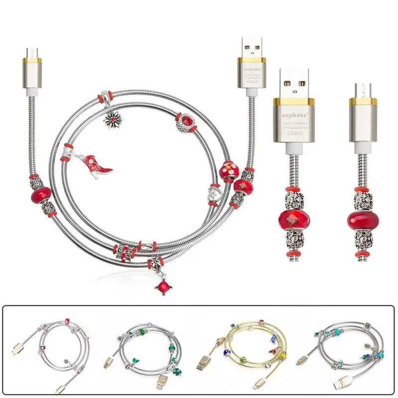 

New Fast Charge Bracelet Style Data Cable For IPhone Android Samsung Xiaomi LG Tablet Charging USB Cable Portable Beautiful