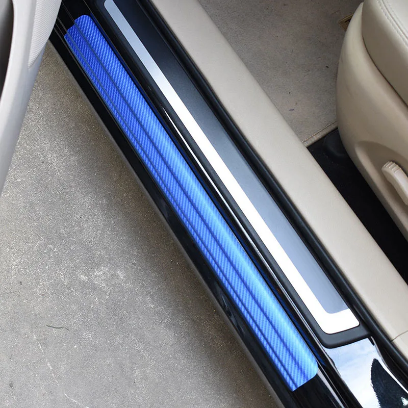 

4x Accessories Carbon Fiber Car Scuff Plate Door Sill 4D Sticker Panel Protector
