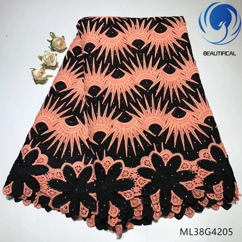 

BEAUTIFICAL guipure laces dress 2019 cord laces dress with stones nigerian water soluble lace fabrics 5yards/lot ML38G42