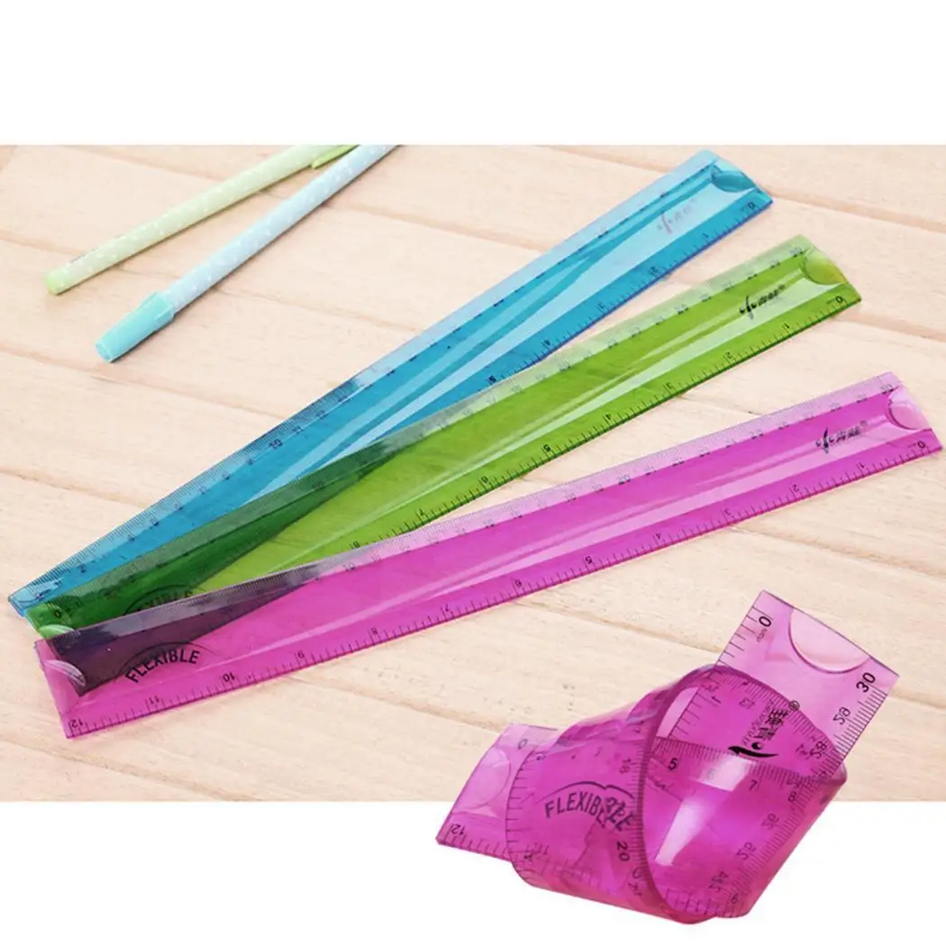 

Fashion PVC Straightedge Ruler 30CM Soft Home, School, etc Solid Ruler School 15g Kids Stationary Tool