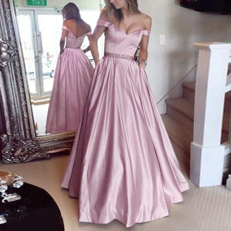 

Women Evening Party Ball Prom Gown Formal Cocktail Wedding Off Shoulder Dress