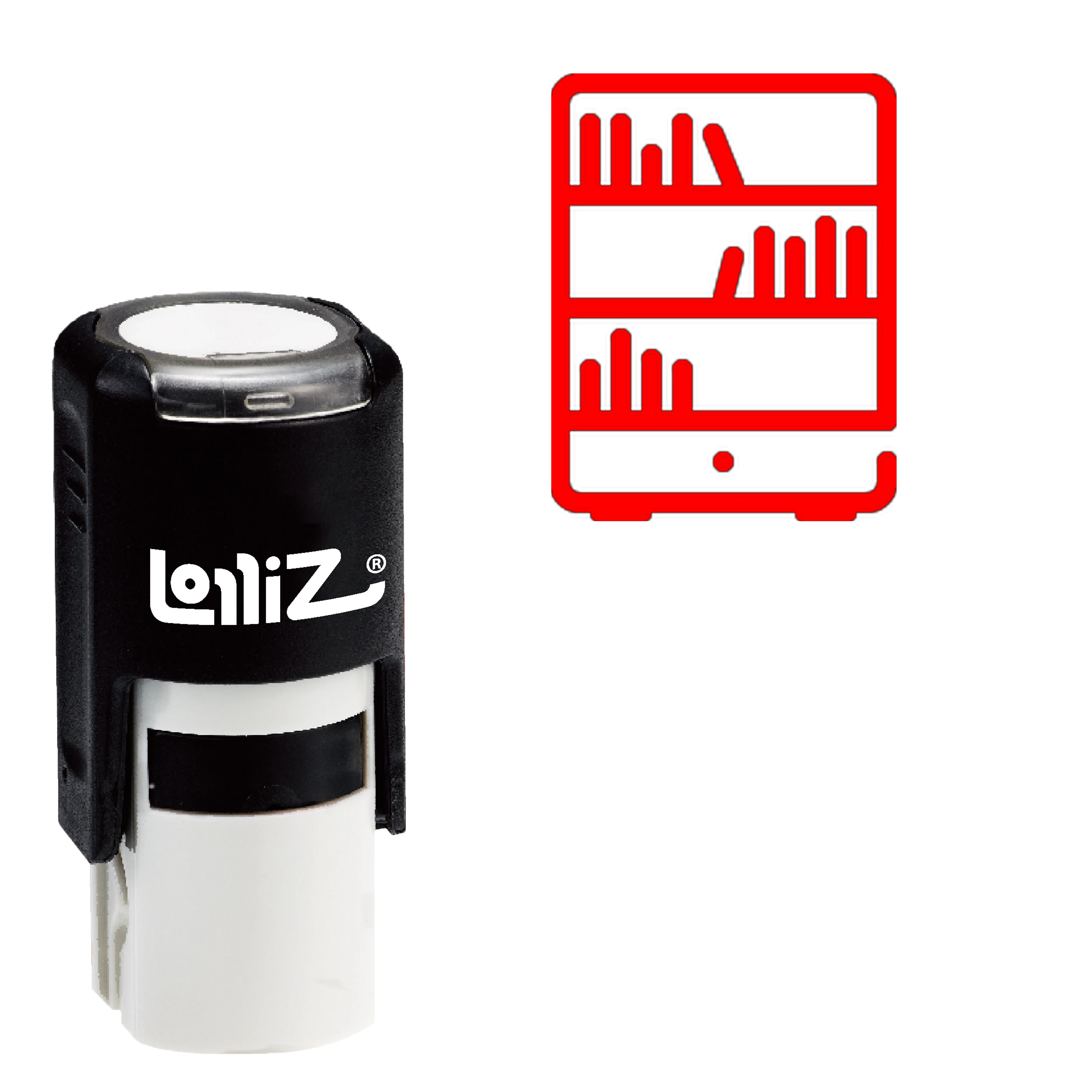 LolliZ Bookcase Self-Inking Rubber Stamp - Modern Symbol Series | Дом и сад