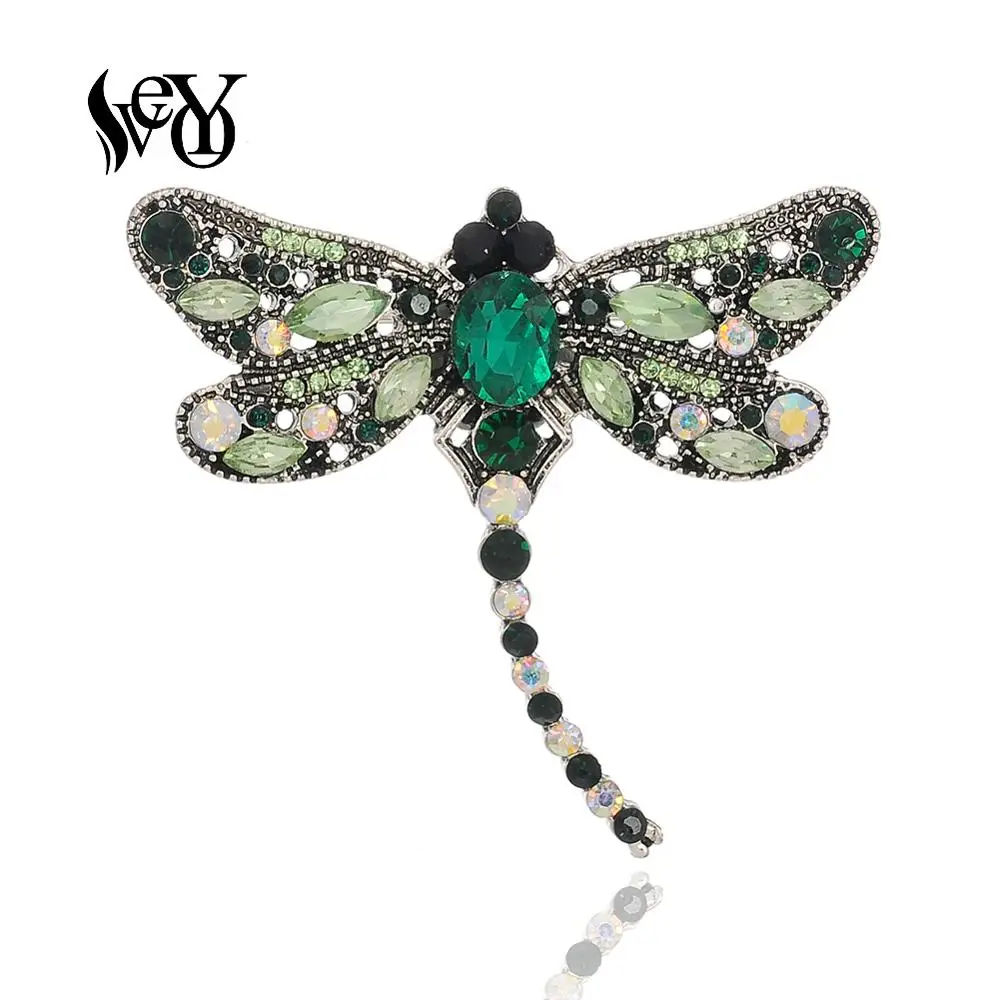 

VEYO Big Dragonfly Vintage Rhinestone Brooches for Women Pin Crystal Brooch Accessories Fashion Jewelry