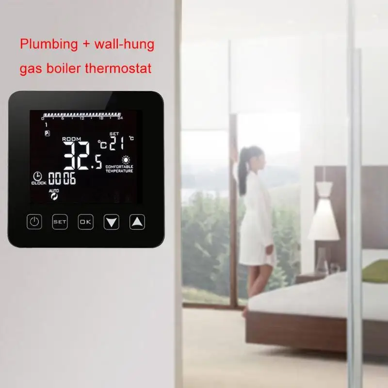 

Wireless Wifi Programmable Temperature Regulator Heating Thermostat Digital Home LCD Touch Screen Temperature Controller
