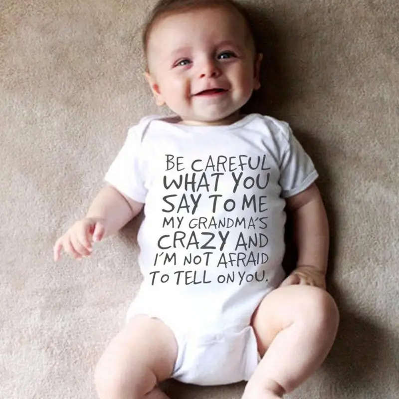 

Newborn Baby Short Sleeve Basic Rompers Cute Letters Print Cotton Jumpsuit