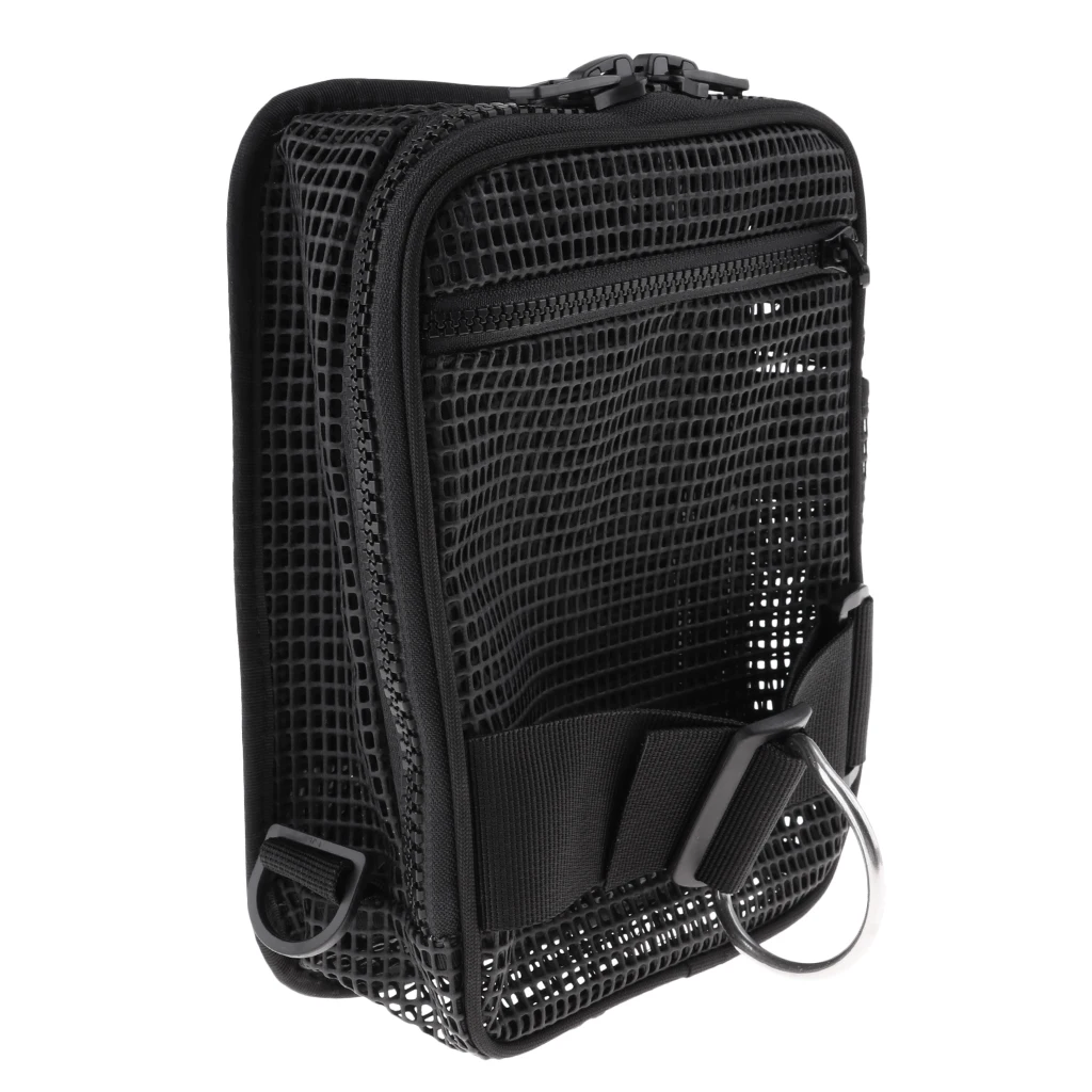 

Scuba Diving Mesh Gear Bag Zipper Pocket & D Ring For Dive Reel SMB Drift Hook Flashlight Equipment