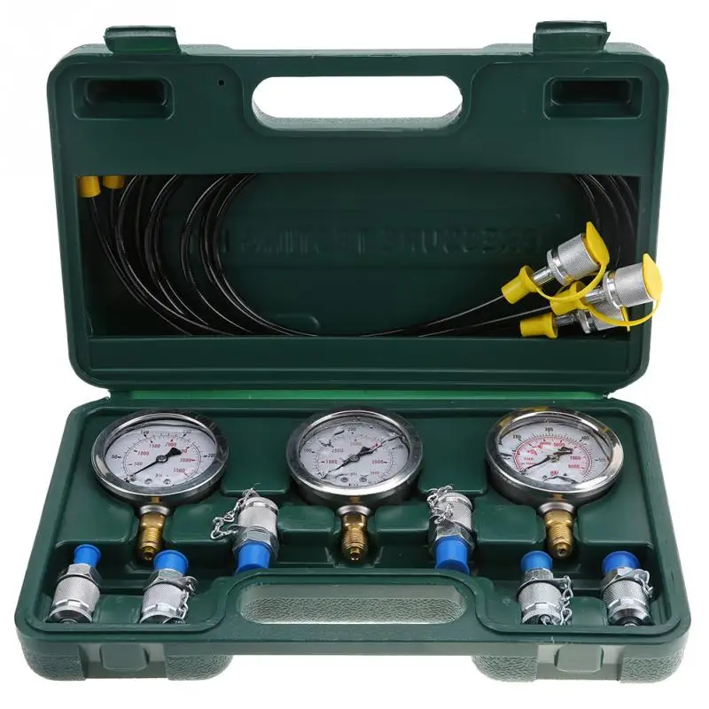 Excavator Hydraulic Pressure Test Kit with Testing Point Coupling and Gauge
