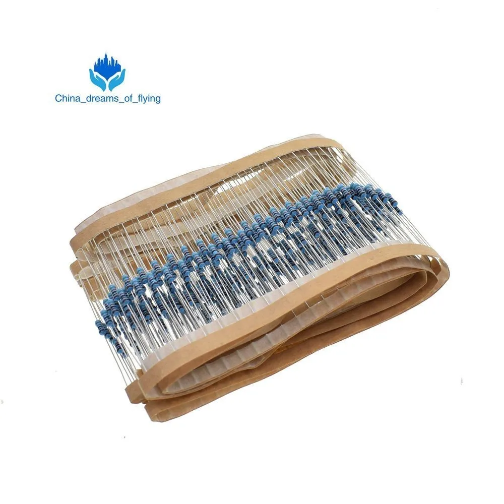 

TZT 100pcs 1/4W 1R~22M 1% Metal film resistor 100R 220R 1K 1.5K 2.2K 4.7K 10K 22K 47K 100K 100 220 1K5 2K2 4K7 ohm resistance