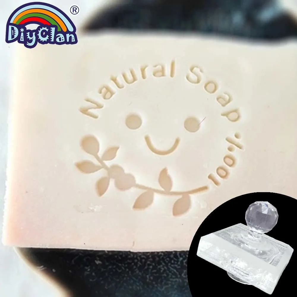 

100% Natural Soap Making Stamp Handmade Resin Transparent Natural Soap Stamps Branch Smiley Face Soap Chapter Tools Mold