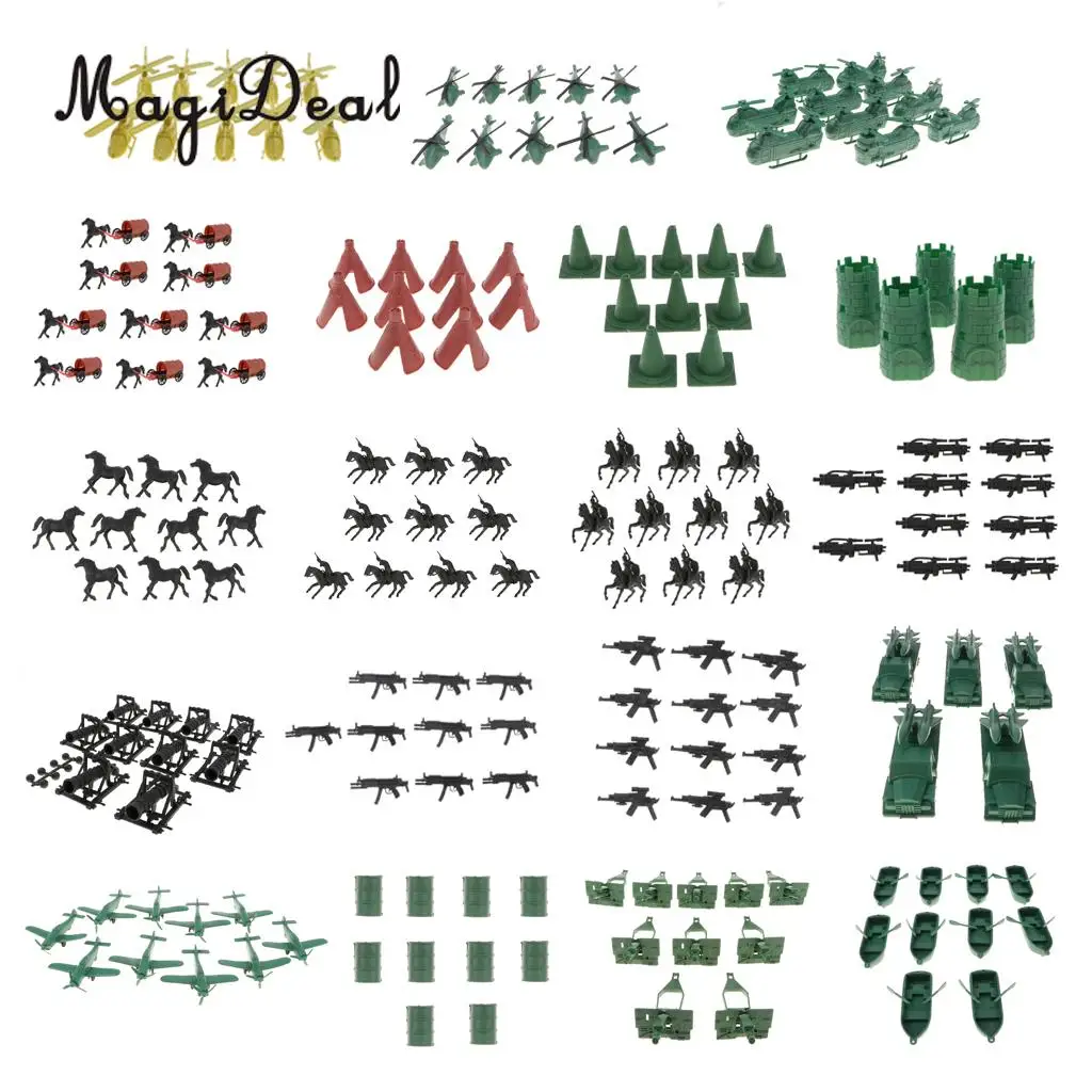 10pcs Army Base Set Plastic Toy Soldiers Action Figures Army Tent Accessory