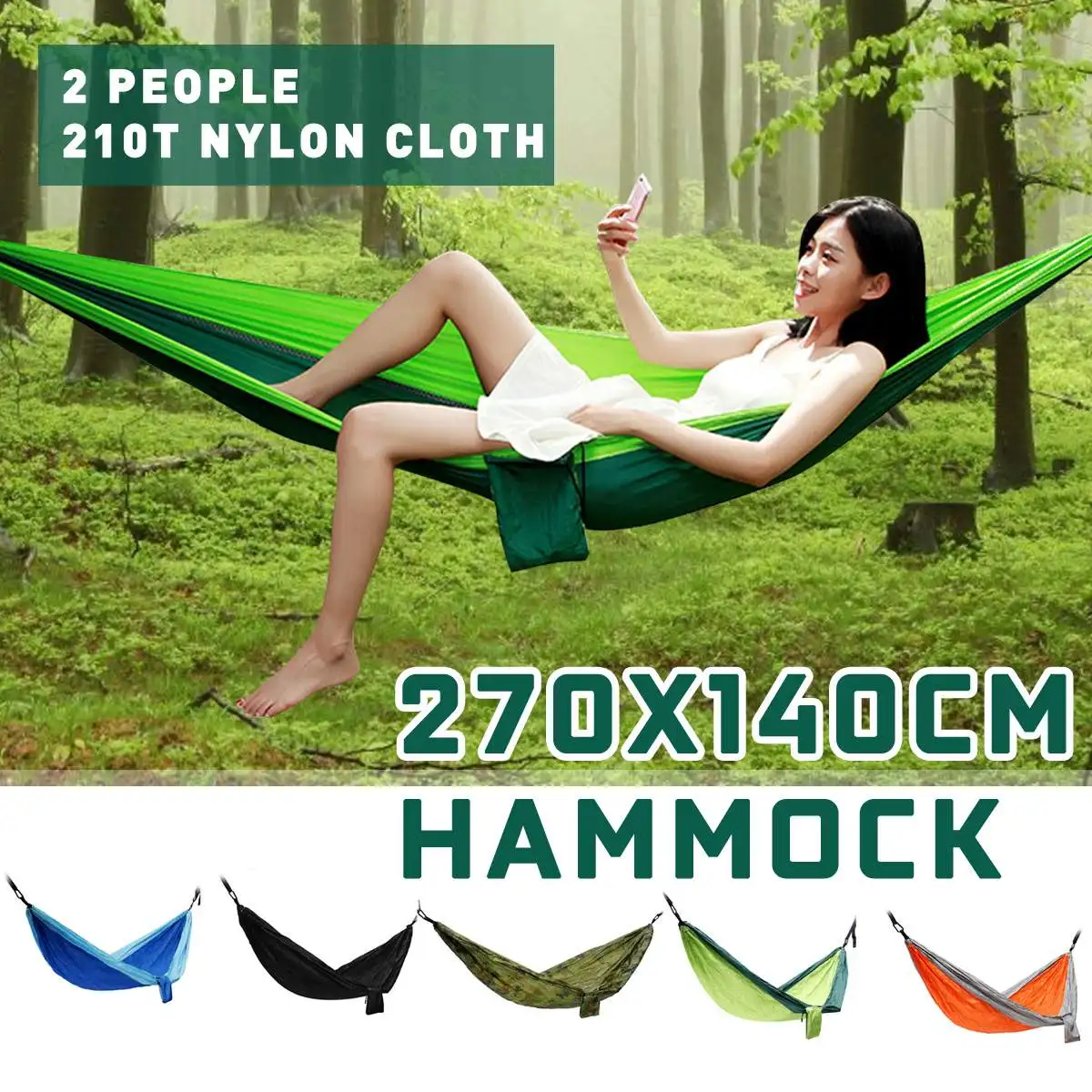 

Portable Parachute Nylon Hammock Double 270x140cm 210T Swing Hanging Bed Outdoor Camping Barbecue Picnic Clean And Safe