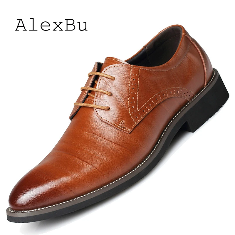 AlexBu модельные кожаные мужские туфли из натуральной кожи; деловая офисная обувь; модная повседневная обувь с острым носком на шнуровке; Весенняя Прямая поставка