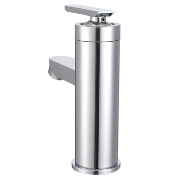 

Mayitr Chrome Single Handle Sink Cold Hot Mixer Tap Waterfall Kitchen Bathroom Sink Faucets