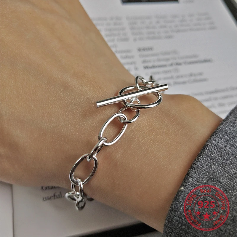 de Moda de Plata de Ley 925 para mujer, nuevo diseño europeo y americano, cadena concisa creativa, joyería fina|Pulseras y AliExpress