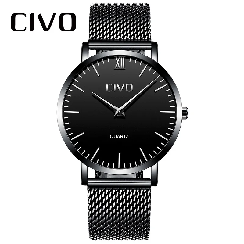 

Relogio CIVO Simple Ultra Slim Mens Watches Waterproof Stainless Steel Analogue Quartz Watches Mens Clock Erkek Kol Saati