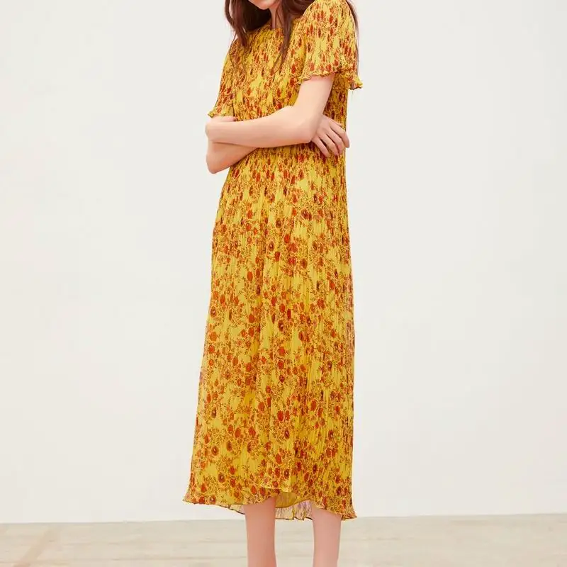 

Women Long Dresses Summer 2019 New Fashion Bohemian Style Floral Pattern O-Neck Modern Lady's Mid-Calf Dress Feminino Vestidos
