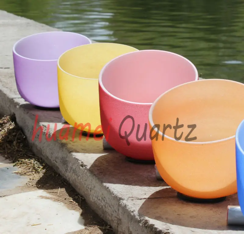 

Color-outside Chakra Set of 7pcs 8" -12" Frosted Quartz Crystal Singing Bowl