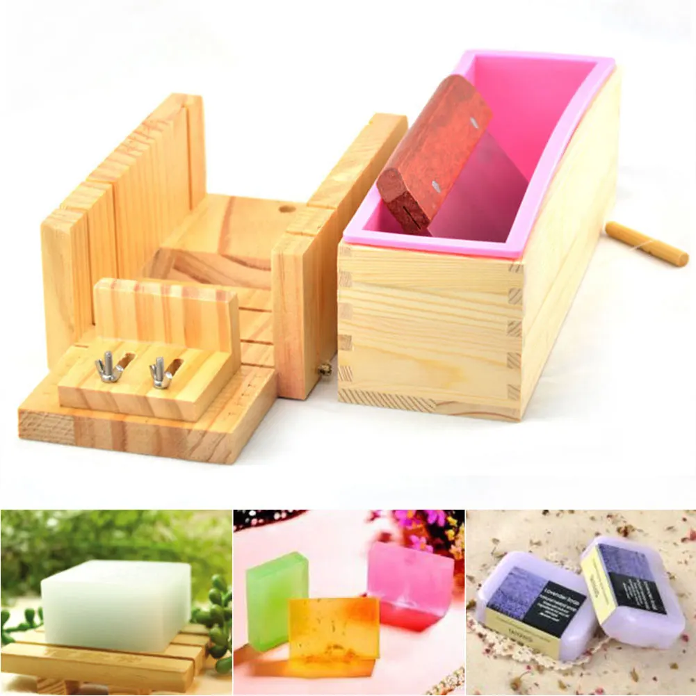 

3PCS/Set Silicone Tray Craft Box Cutter Practical DIY Handmade Accessories Safe Soap Mold Wooden Loaf Mould Home Adjustable