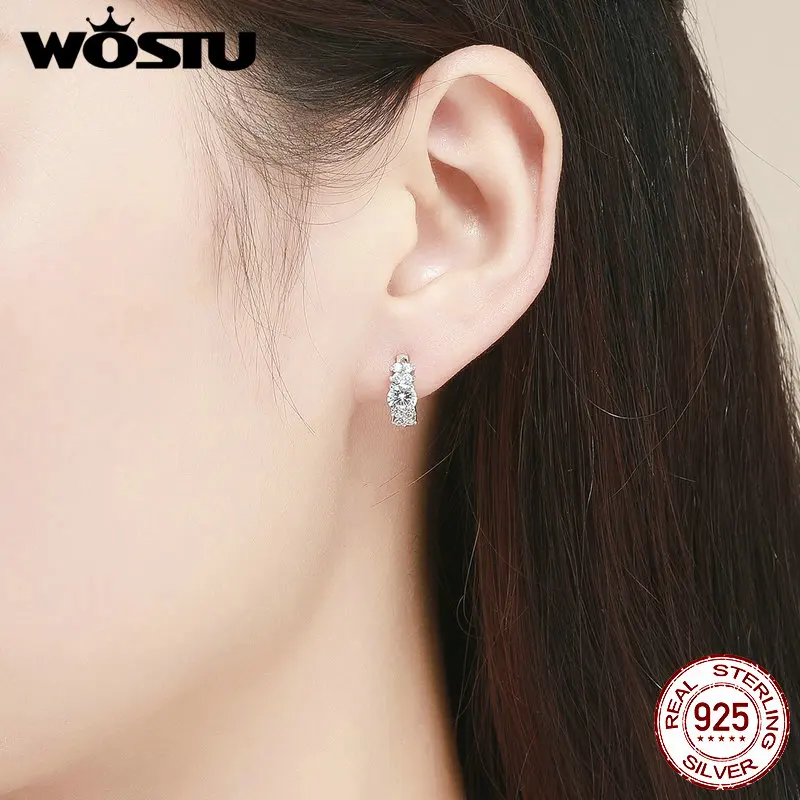 WOSTU, лидер продаж, 925 пробы, серебряные серьги-кольца с сияющими лепестками для женщин, Обручальные, свадебные, модные ювелирные изделия CQE485
