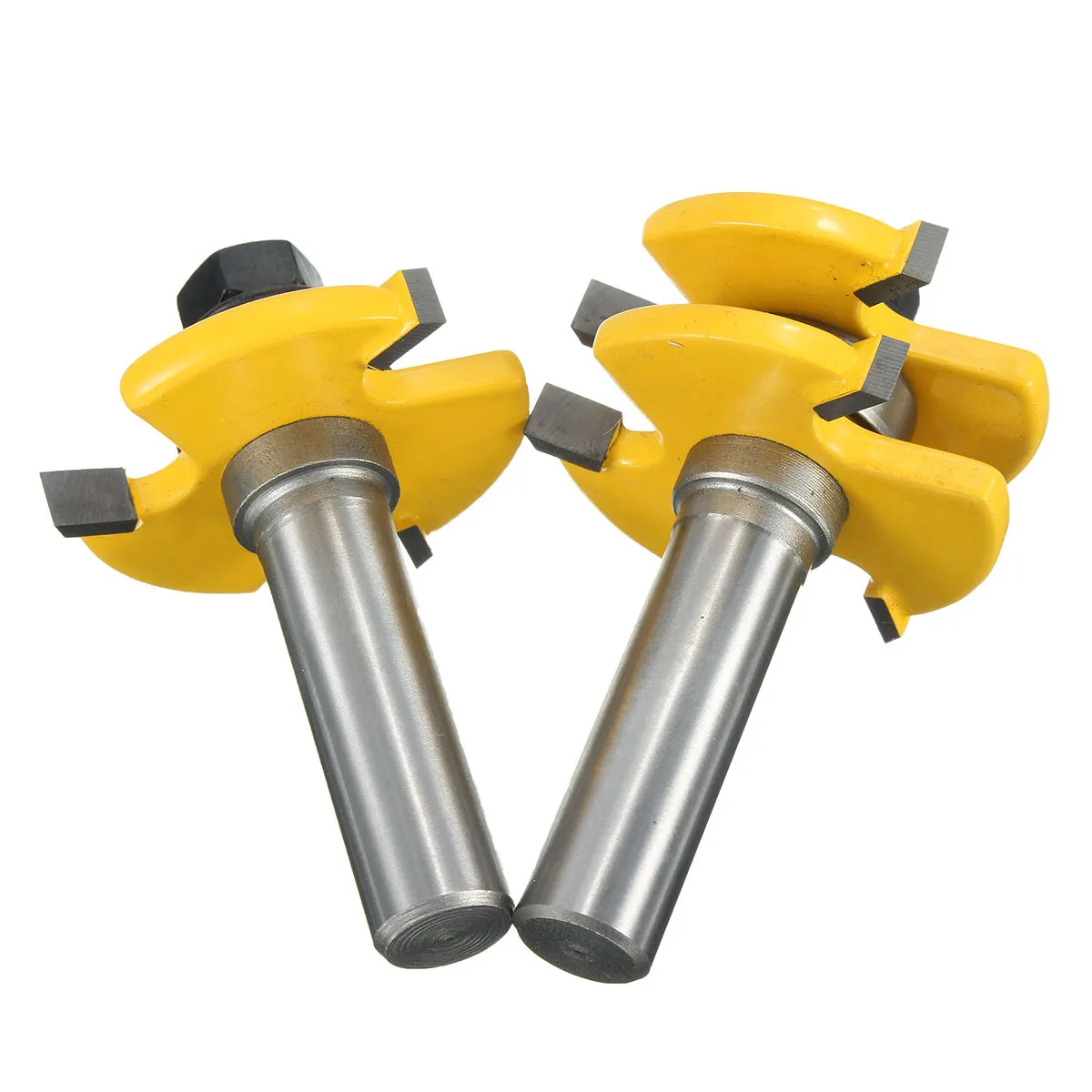 

WOLIKE 2pcs 1/2 Inch Shank Tongue & Groove Router Bit Set 3 Teeth T-shape Wood Milling Cutter Hard Alloy Woodworking Cutter