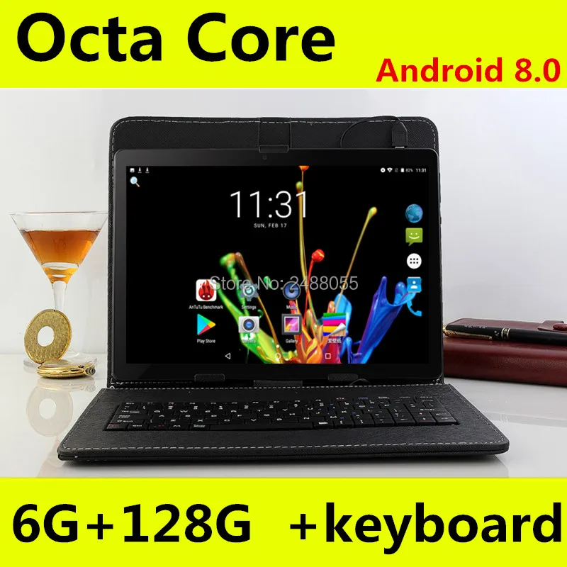  Super Tempered 10 inch tablet Android 8.0 Octa Core 6GB RAM 128GB ROM 8 Cores 1280*800 IPS Screen T