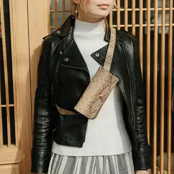 

Snake Shoulder Waist Bags Fanny Belt Packs Women Flap Crossbody Chest Bags Women Flap PU Leather Mini Waist Bags Belt Bag