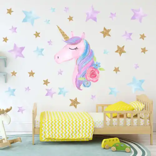 1pc Wall Sticker Rainbow Unicorn Wall Decal for Office Living Room