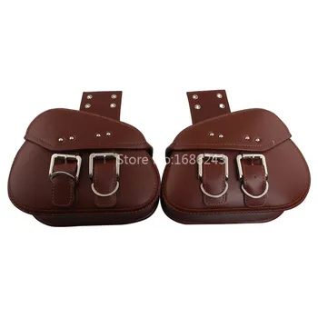 

Motorcycle Left & Right Brown Saddlebag Side Bags Tool Fit For Scooter Honda Yamaha Universal
