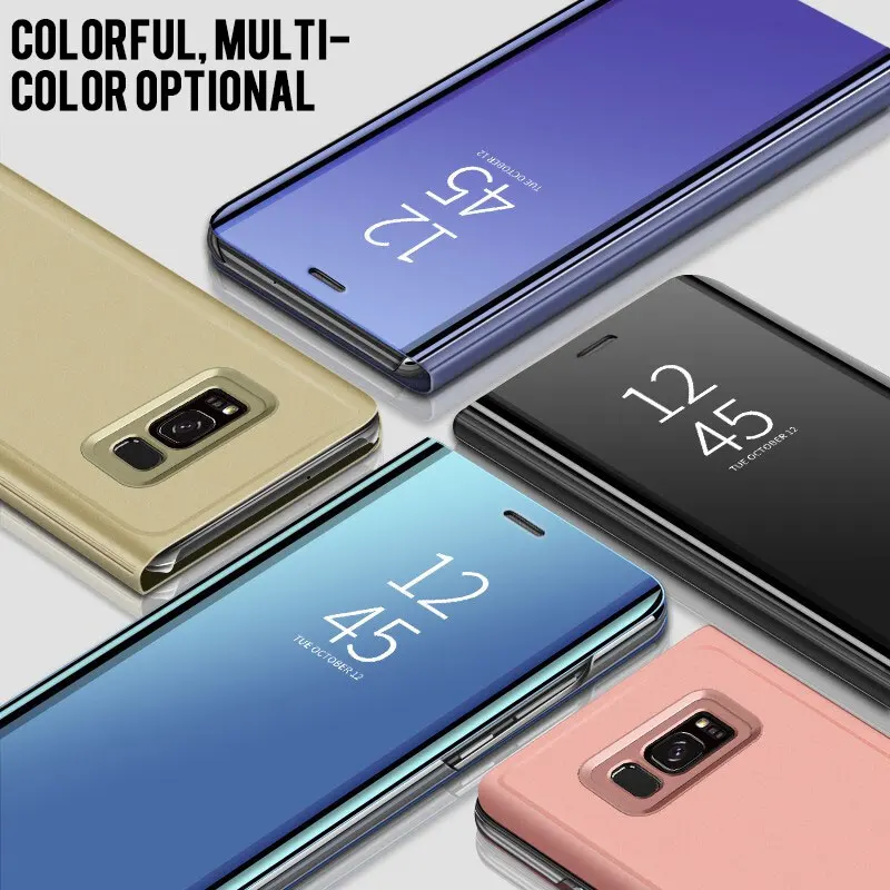 Smart Mirror Flip Phone Case For Samsung Galaxy S9 S8 Note 9 8 S7 Clear View Cover For Samsung S7 S6 Edge Plus Note 9 S9 S8 Case