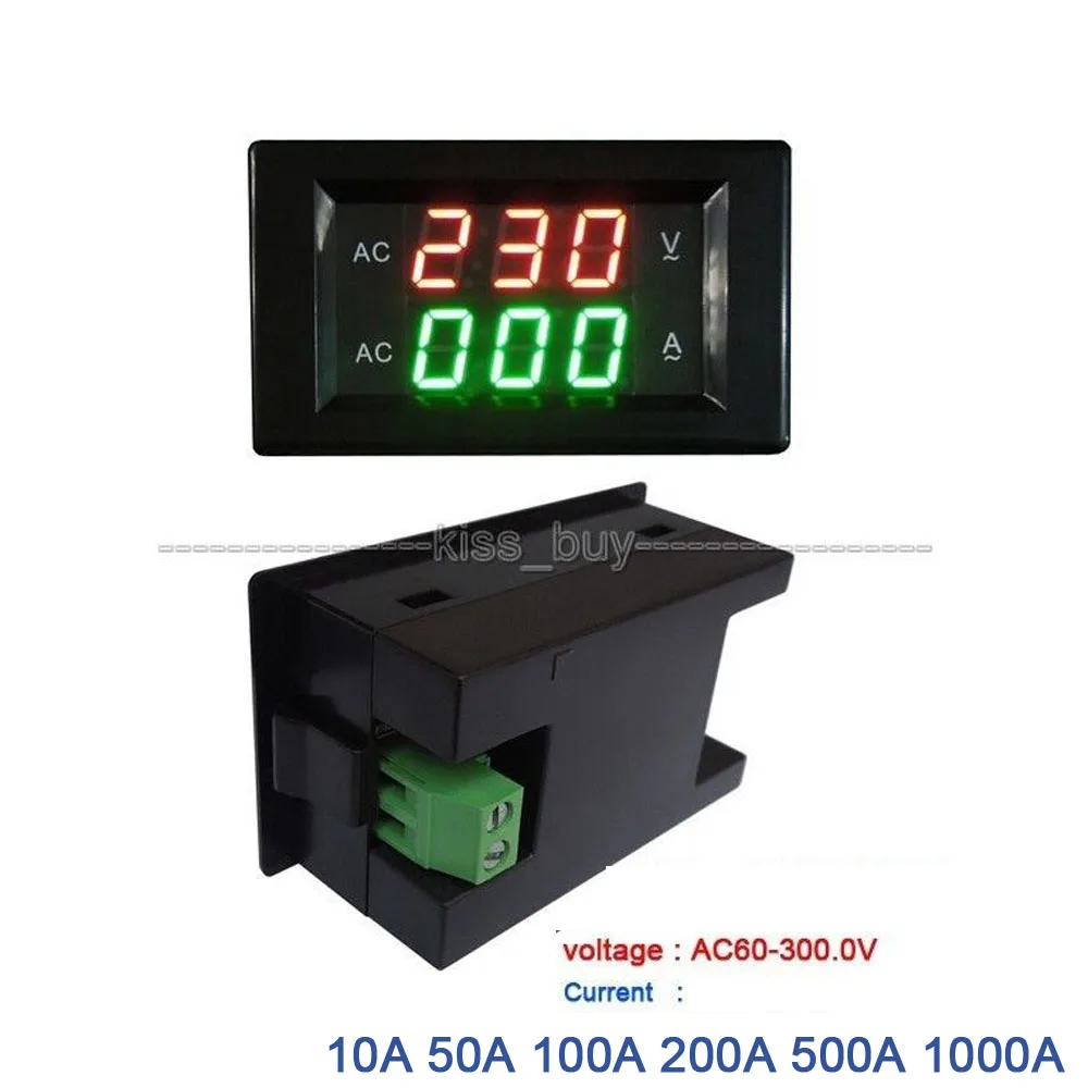 

AC Combo Meter 0-1000A AC Voltmeter Ammeter 110V 220V LED Dual Display Digital Voltage Ampere Meter 10A 50A 100A 200A 500A