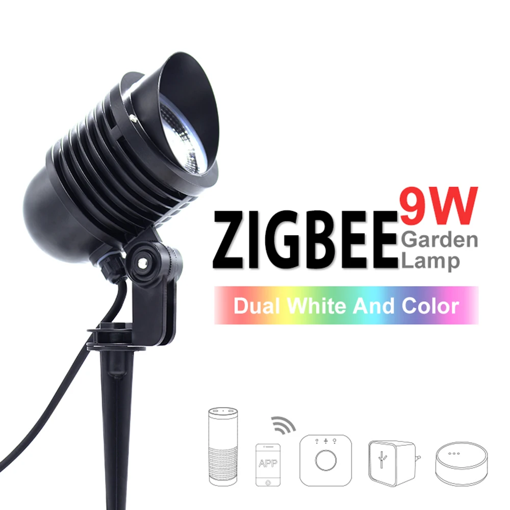 

ZIGBEE LED Garden Lamp,9W,RGB+CCT,APP control Color temperature,adjustable color,for Garden, outdoor light work with amazon echo