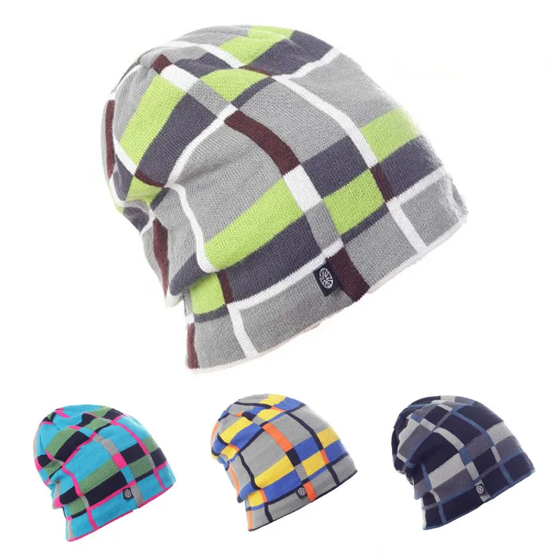 

Winter Reversible Snowboard Skiing Skating Warm Knitted Cap Beanies Snap Slouch Skullies Bonnet Hat Gorro For Men Women