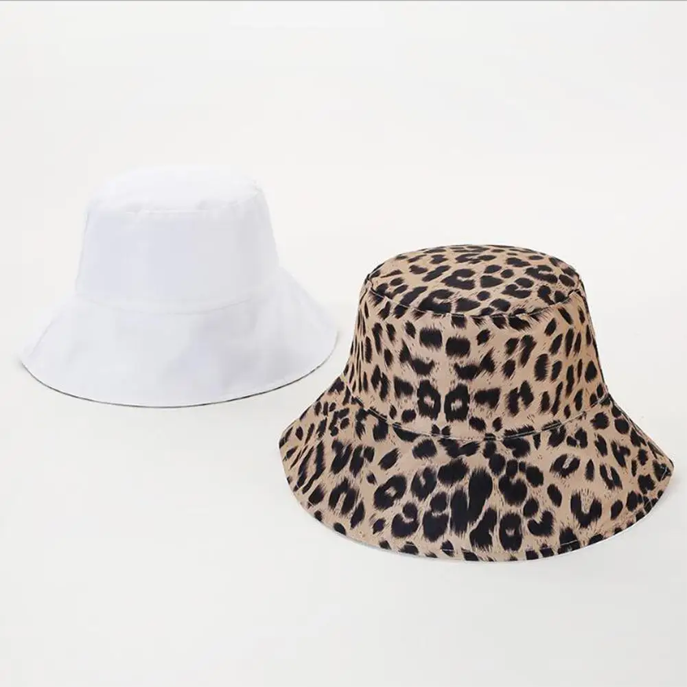 MISSKY женские летние шапки с леопардовым принтом, двухсторонняя Солнцезащитная Панама