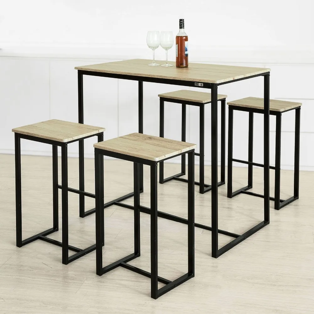 

SoBuy OGT15-N, Bar Set-1 Bar Table and 4 Stools, Home Kitchen Breakfast Bar Set Furniture Dining Set