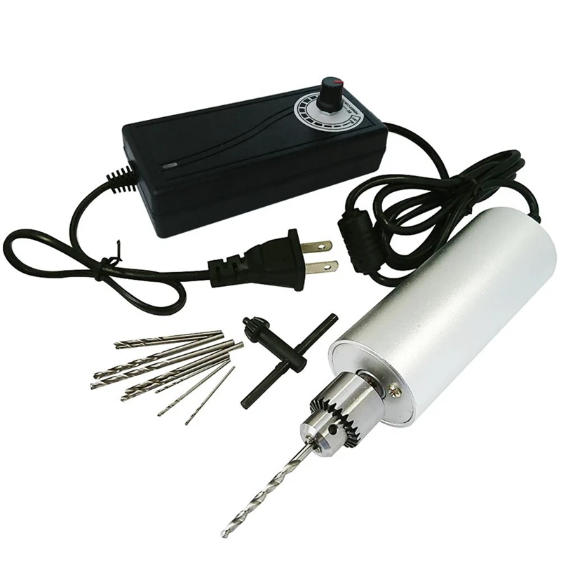 

0.3Mm-4Mm Adjustable Mini Electric Hand Drill Aluminum Portable Handheld Drill For Diy Pcb With 2A Dc5V-12V Power Supply Control