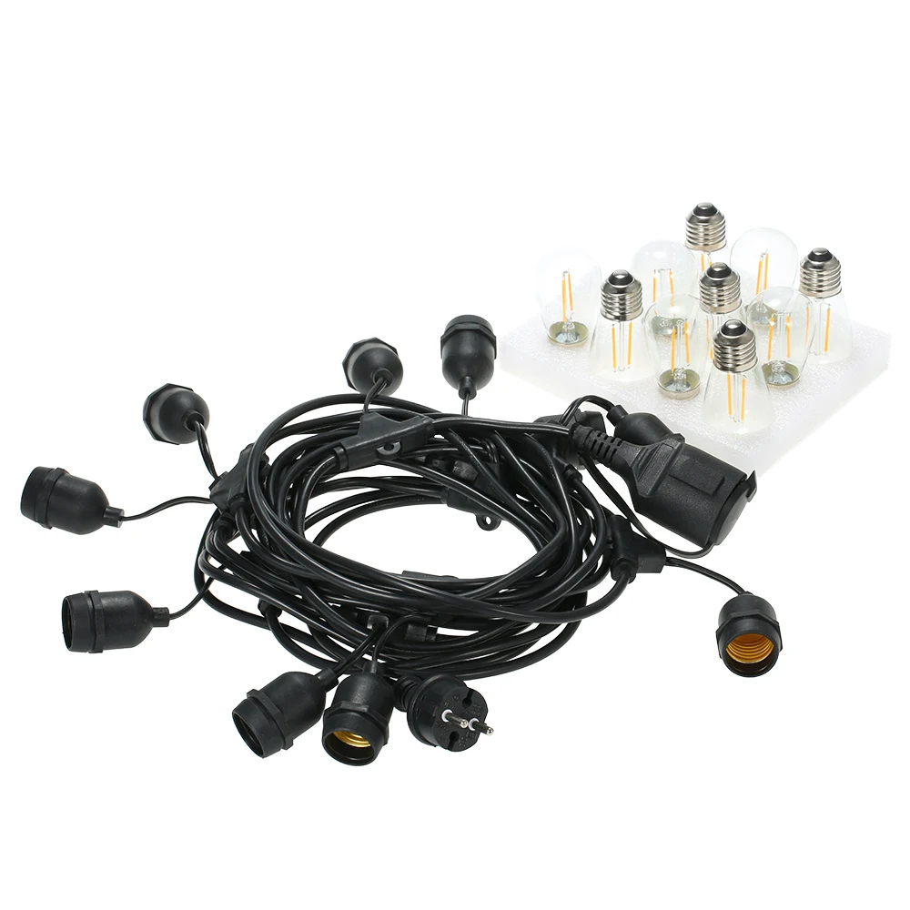 

Tomshine String Light Kit E27 Base Socket Holder 10PCS LED IP65 Water Resistance Lamp With 2 Spare Bulbs for Home Decor
