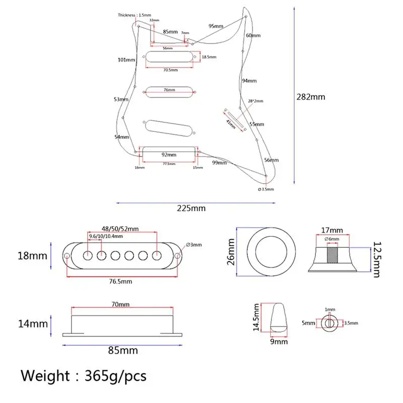 3 слоя SSS загружен Prewired Гитара Pickguard одна катушка Alnico 5 магнитные ЗВУКОСНИМАТЕЛИ