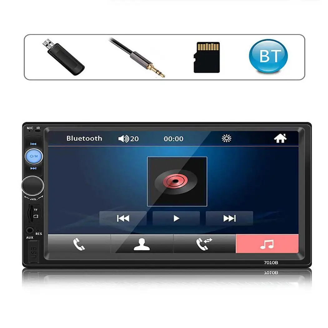 

7'' Bluetooth 2 Din Car MP5 Player Auto FM Radio Touch Screen TF USB Handsfree Car Stereo Video Audio Player Rear View 7010B