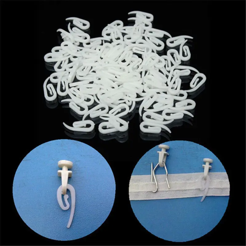 

100Pcs Plastic Hanging Curtain Hooks Rings Hanger For Car Caravan Home