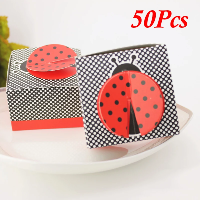 

50 Pcs Ladybug Pattern Candy Box Wedding Gift Party Supply Craft Supply Festive