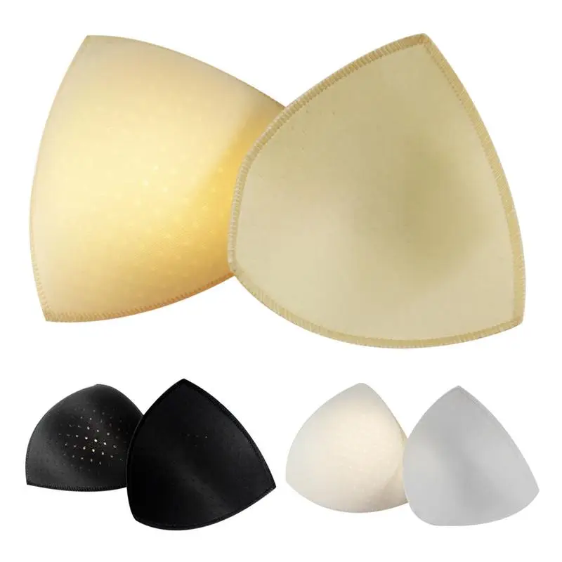 

Thin Model Bra Pads 5mm Triangular Vent Hole Overlock Sponge Sports Chest Pad Bikini Bra Pad Push Up Breast Enhancer Removeable