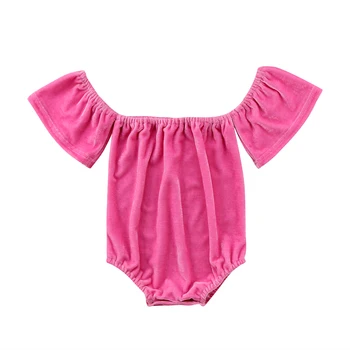 

Velvet Newborn Infant Baby Girls Rompers Off Shoulder Jumpsuit Playsuit Baby Girls Clothing